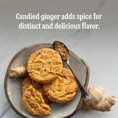 Walkers Stem Ginger biscuits dunking shot, perfect with tea.