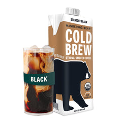 Wandering Bear extra strong cold brew bottle with smooth, bold flavor ready to enjoy