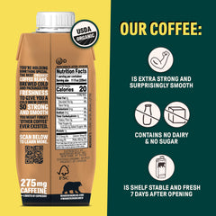 Wandering Bear Straight Black Cold Brew pack-shot emphasizes shelf-stable, ready-to-drink convenience.