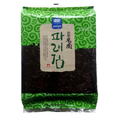 Wando Myungga dried kelp seaweed sheets fanned on a plate for quick snacking