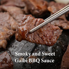 Wang Galbi Marinade featured in a Korean BBQ dinner setup.