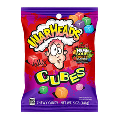 Warheads Cubes orange flavor close-up, tangy bite-sized candy for on-the-go snacking.