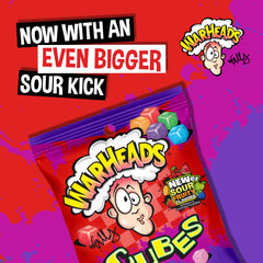 Warheads Cubes watermelon flavor close-up, vibrant chewy cubes for sharing at parties.