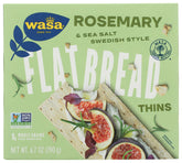 Wasa flatbread thins pack view highlights crisp texture and rosemary aroma.