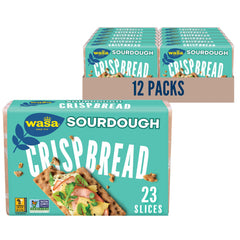 Wasa Sourdough Crispbread pack on shelf showing 12-count box for versatile toppings