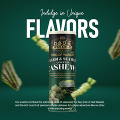 Golden-roasted Wasabi-O Cashews delivering crisp texture and rich flavor.