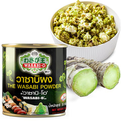 Wasabi-O real wasabi powder jar front shows authentic heat for sushi.