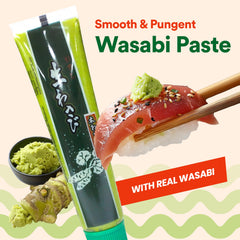 Wasabi-O squeeze-tube in chef-style setup ideal for sushi service.