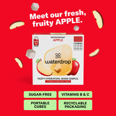 Waterdrop MicroDrink Apple pour showing quick flavor release in still or sparkling water