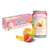 Waterloo Banana Berry Bliss can close-up showing bold flavor and zero-calorie refreshment
