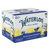 Waterloo Meyer Lemon Blueberry still water can shows refreshing hydration with zero calories