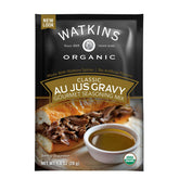 Watkins au jus gravy pouch front view for quick flavor.