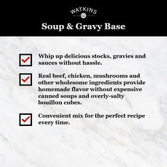 Watkins Beef Base gravy pour highlights rich flavor enhancement for meals.