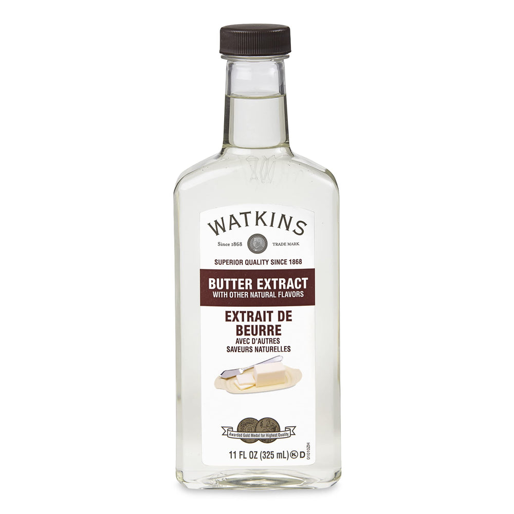 Watkins Butter Extract bottle for rich baking flavor in batches