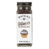 Watkins Chocolate Decorating Sprinkles on cupcakes add natural color and festive shine.