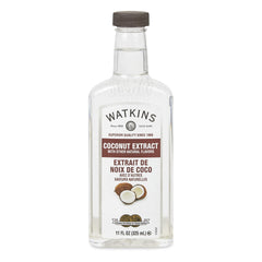 Watkins Coconut Extract bottle front showing premium flavor for baking.