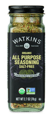 Watkins gourmet spice jar side view highlights salt-free blend ideal for everyday cooking