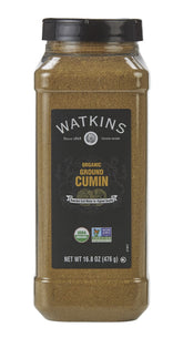 Watkins Organic Ground Cumin bottle front view, ideal for everyday cooking.