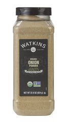 Watkins Organic Onion Powder 22 oz bulk jar for versatile seasoning.