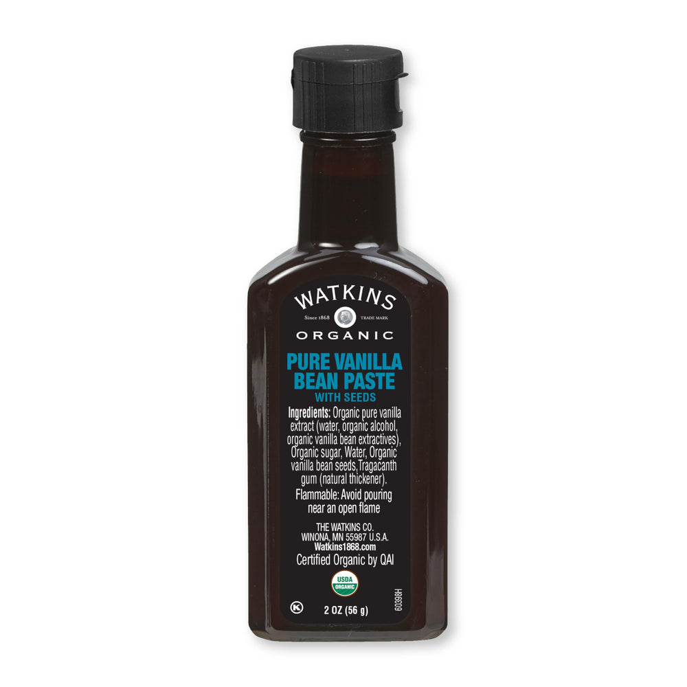 Watkins organic vanilla paste bottle with flecks ideal for desserts