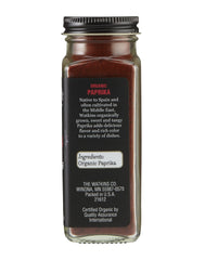 Watkins paprika label close-up highlighting organic certification for shoppers