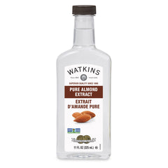 Watkins Pure Almond Extract bottle adds rich almond flavor to desserts