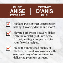 Watkins Pure Anise Extract highlighting natural oils and quality.