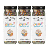 Watkins Rainbow Decorating Sprinkles jar front view, vibrant colors for baking