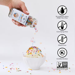 Watkins Rainbow Sprinkles decorate cookies with playful rainbow tones.
