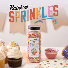 Watkins rainbow sprinkles ice cream topping adds vibrant flair.