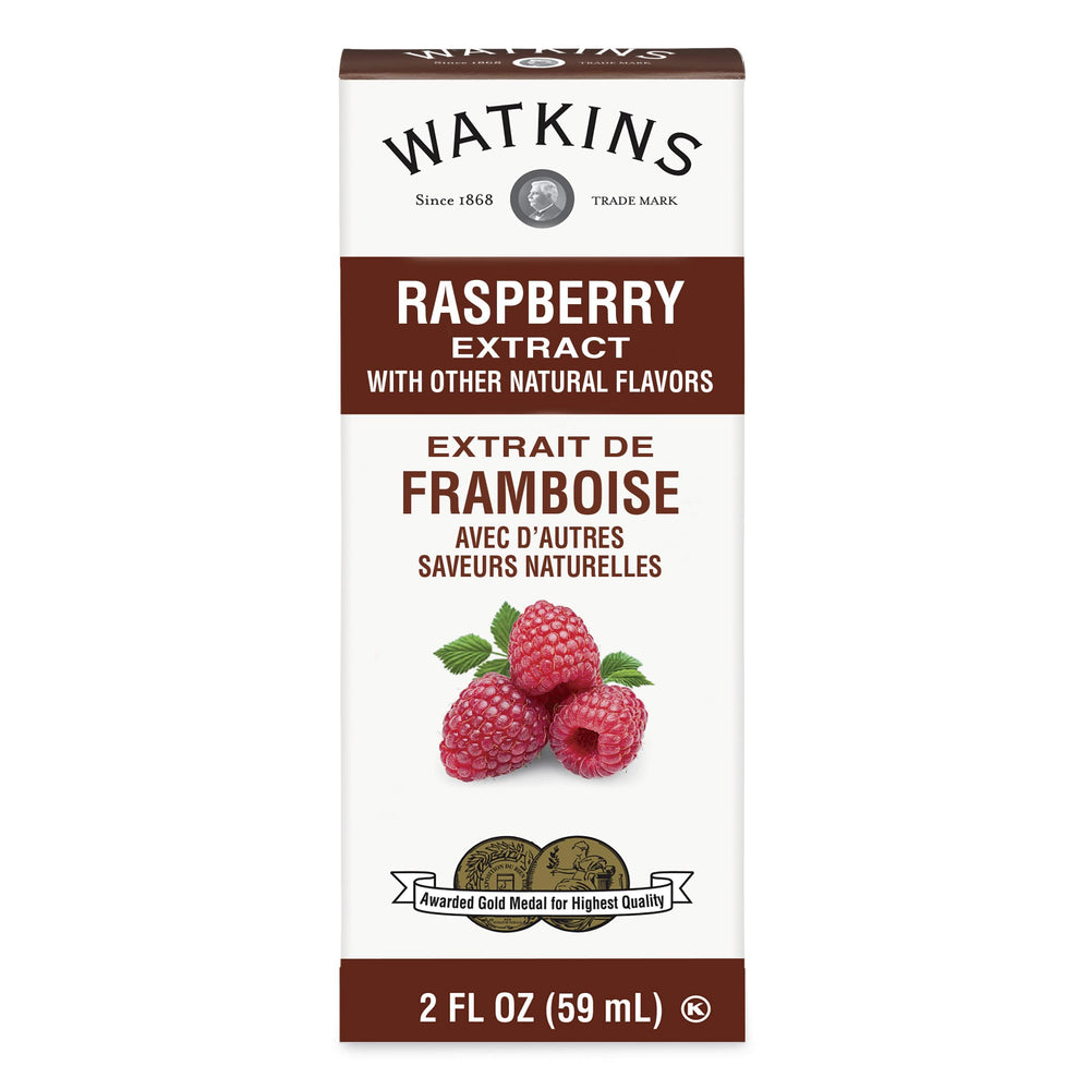 Watkins Raspberry Extract bottle ready for baking and flavoring.