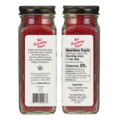 Watkins Red Decorating Sugar on cupcakes adds festive color and shine.