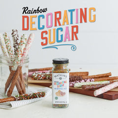 Watkins Sugar Rainbow Decorating on cookies emphasizes a bright, playful finish