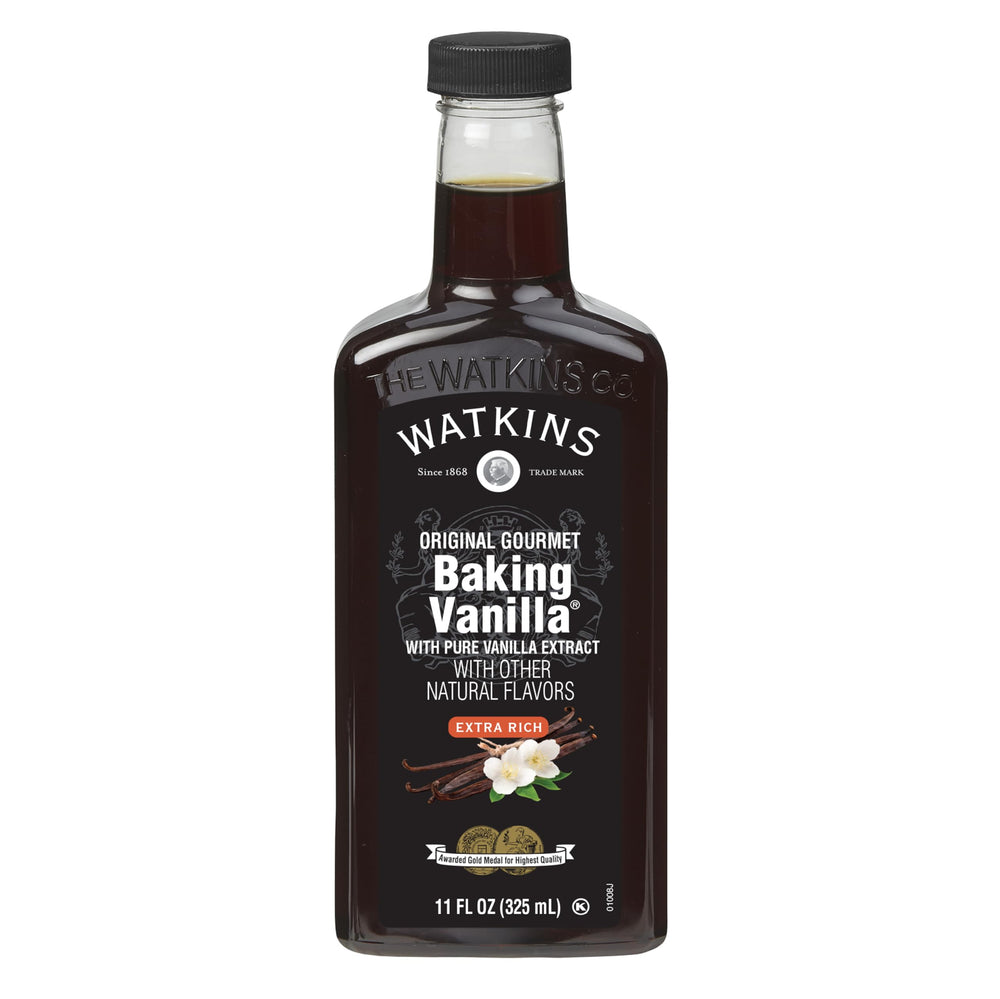 Watkins vanilla extract bottle front view for rich baking flavor