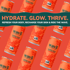 Close-up of Wavii Hydration ingredients highlighting a simple three-ingredient formula