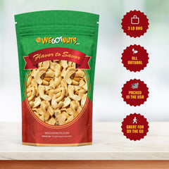 We Got Nuts raw cashew pieces shown in bag ready for cooking and snacking.