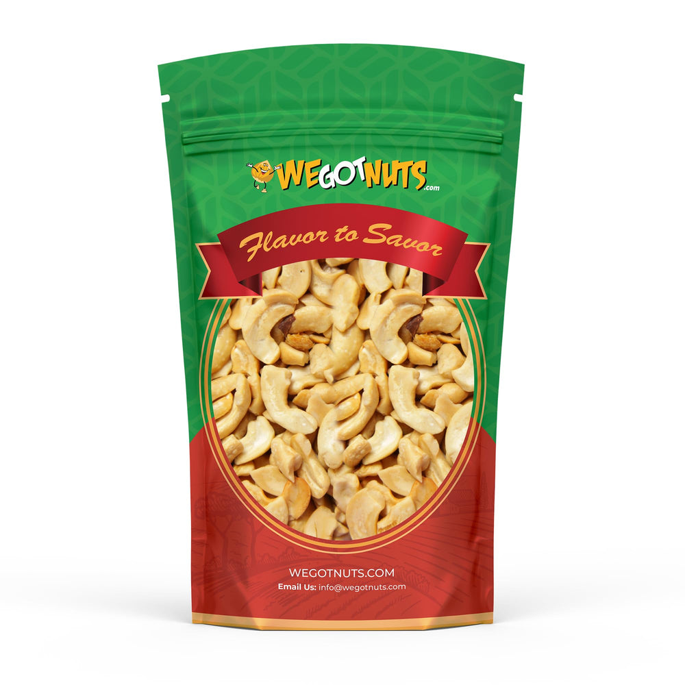 We Got Nuts raw cashew pieces in resealable bag preserve freshness for recipes.