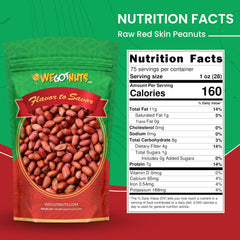 We Got Nuts raw red skin peanuts, bag side; bulk pantry option