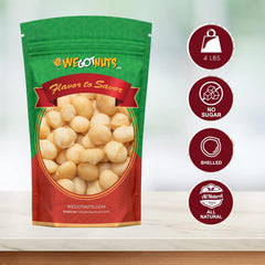 We Got Nuts Shelled Macadamia Nuts Unsalted Bulk Pack shows creamy bite and clean ingredients