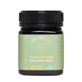 We Just Bee Manuka Honey dog topper jar shown, supports daily canine wellness