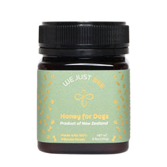 We Just Bee Manuka Honey dog topper jar shown, supports daily canine wellness