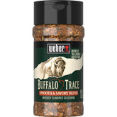 Weber Buffalo Trace seasoning jar front ready for grilled meats
