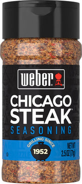 Weber Chicago Steak Seasoning bottle front view for bold backyard grilling