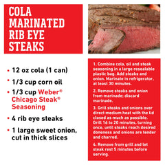 Weber Chicago Steak Seasoning dispensing on steak for even flavor