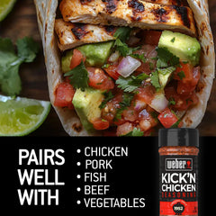 Weber Kick'N Chicken garlic-powder detail signals savory depth