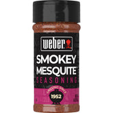 Weber Smokey Mesquite Seasoning bottle for bold smoky flavor on grilled meats.