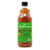 Wedderspoon apple cider vinegar bottle with raw Mother of Vinegar and Manuka honey