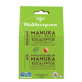 Wedderspoon organic Manuka honey drops with eucalyptus soothe throats and refresh the senses.