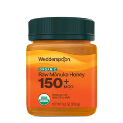 Wedderspoon raw Manuka honey jar showcasing premium unpasteurized honey for daily wellness.