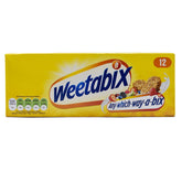 Weetabix 12-pk box front, a convenient, wholesome breakfast option.